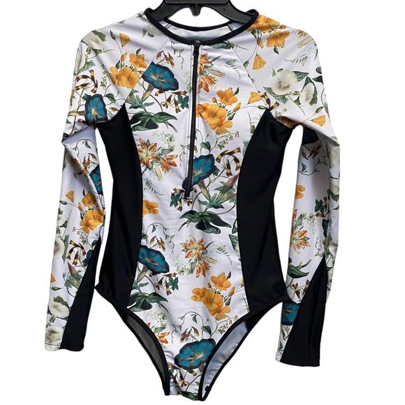 One-Piece Swimsuit Sports Surfing Long Sleeve Swimwear Women's Bodysuit Swimming - Picture 1 of 6